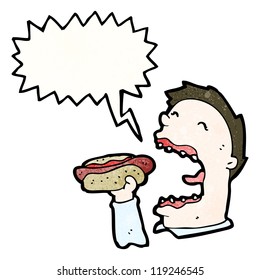 greedy man eating junk food