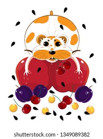 Greedy white and red hamster
