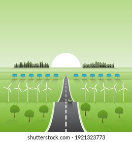 Greeen city and alternative energy for sustainability development conept, Vector illustration