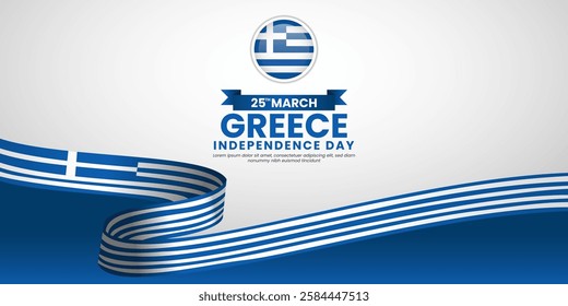Greek 3d National flag for Greece Independence Day banner background with copyspace area