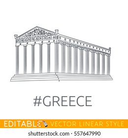 Greek Acropolis. Editable line icon. Stock vector illustration.
