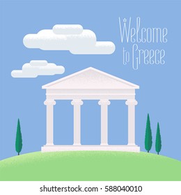 Greek acropolis in visit Greece concept vector illustration. Design clip-art element with Greece touristic site