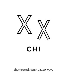 Greek alphabet : Chi vector icon logo template.