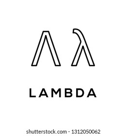 Greek alphabet : Lambda vector icon logo template.