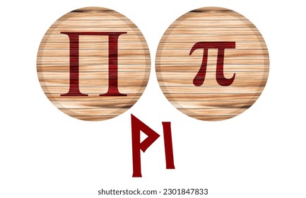 Greek Alphabet Letter Pi On A Wooden Board Vector Illustration