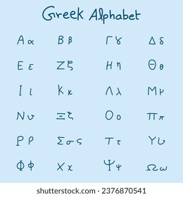 The greek alphabet letters font. greek alphabet set vector. alpha beta gamma delta sign. Hand drawn concept.