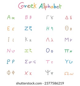 The greek alphabet letters font. greek alphabet set vector. alpha beta gamma delta sign. Hand drawn concept.