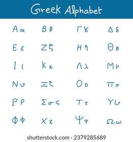 The greek alphabet letters font. greek alphabet set vector. alpha beta gamma delta sign. Hand drawn concept.