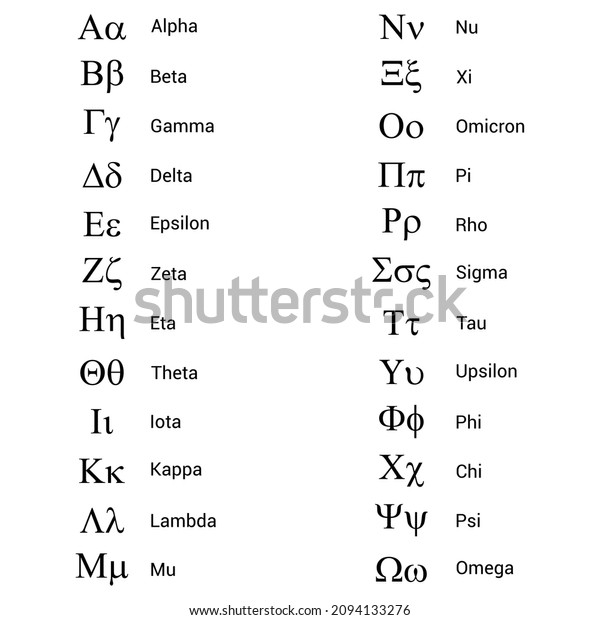 Greek Alphabet Letters Font Greek Alphabet Stock Vector (Royalty Free ...