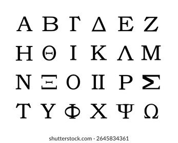 Greek alphabet letters icon isolated on white background.