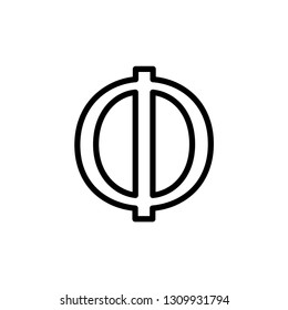 Greek alphabet : Phi vector icon.