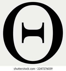 Greek alphabet symbol Theta vector illustration