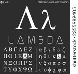 Greek alphabet and symbols, lambda letter with pronunciation