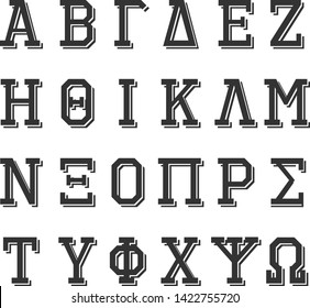 Greek Alphabet Symbols. Letter Fraternity Style. Clip Art Icon Design.
Antique Letters Logo.