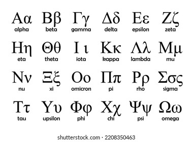 Greek Alphabet Symbols Useful Education Schools Stock Vector (Royalty ...
