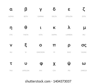 Greek Alphabet And Symbols Vector Illustration