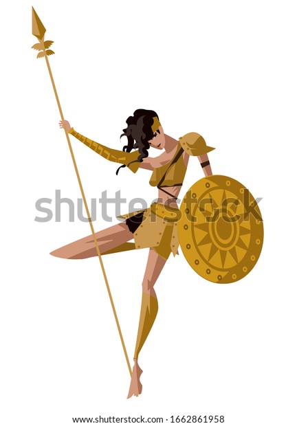 Greek Amazon Female Warrior Shield Stock Vector (Royalty Free) 1662861958