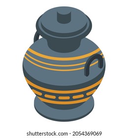 Greek amphora icon. Isometric of Greek amphora vector icon for web design isolated on white background