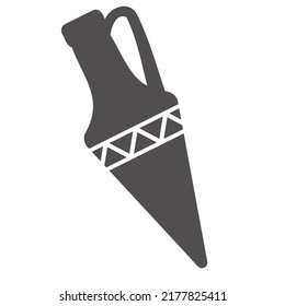 Greek amphora and pot with meander pattern. Ancient vase silhouette glyph illustration. Clay ceramic earthenware. Vector.