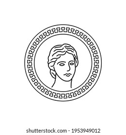 Greek ancient god mythology coin logo vector illustration