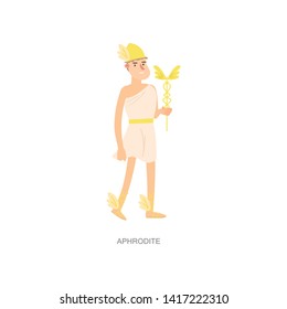 Greek ancient mythology man god hermes with gold helmet