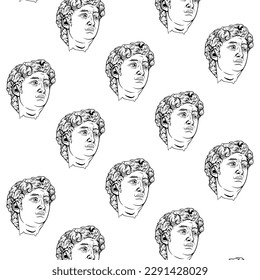 Greek ancient statues seamless vector pattern design