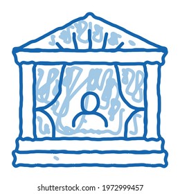greek ancient theater sketch icon vector. Hand drawn blue doodle line art greek ancient theater sign. isolated symbol illustration
