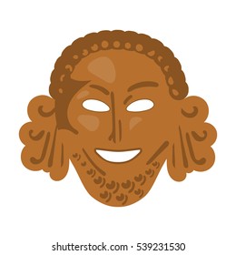 Greek antique mask icon in cartoon style isolated on white background. Greece symbol stock vector illustration.