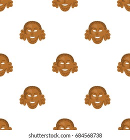 Greek antique mask icon in cartoon style isolated on white background. Greece symbol stock vector illustration.