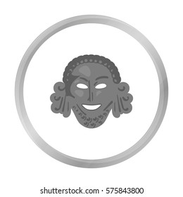 Greek antique mask icon in monochrome style isolated on white background. Greece symbol stock vector illustration.