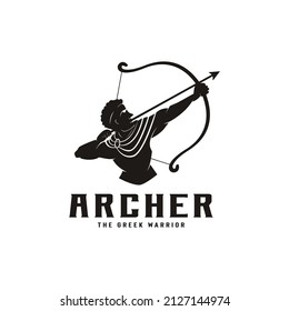 Greek Archer Vector Illustration Warrior Silhouette Stock Vector ...