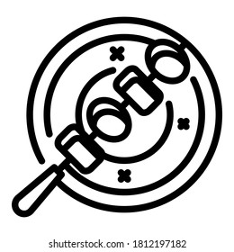 Icono de la barbacoa griega. Icono de vector de bbq de esquema griego para diseño web aislado en fondo blanco