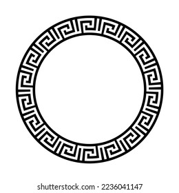 Greek black and white style border frame  circle frame with seamless vector illustration