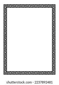 Greek black and white style border frame  circle frame with seamless vector illustration