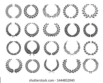 Greek branch. Circle victory award wreath with leaves vector elleents for emblems labels. Branch laurel wreath, emblem floral victory illustration