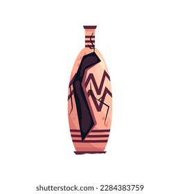 Greek broken vase ancient jar isolated. Ceramic broken vase with greek symbol. Cartoon vector illustration. Pottery jar earthenware antique design