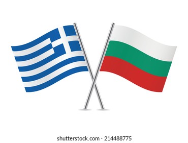 Greek and Bulgarian flags. Vector illustration.