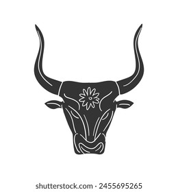 Griechische Stier-Ikone Silhouette Illustration. Ancient Vektorgrafik Grafik Piktogramm Symbol Clip Art. Doodle Sketch Black Sign.