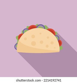 Greek Burger Icon Flat Vector. Pita Shawarma. Souvlaki Kebab