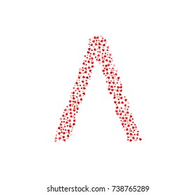 Greek Capital Letter Lambda Made of Red Hearts