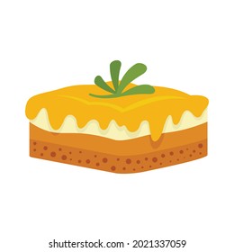 Greek cheesecake icon. Flat illustration of greek cheesecake vector icon isolated on white background