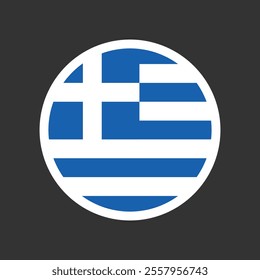 Greek circle flag icon on isolated background. Round shape vector design