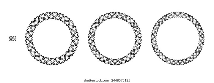 Greek circle frame, decorative border, vintage ornaments with seamless pattern vector illustration