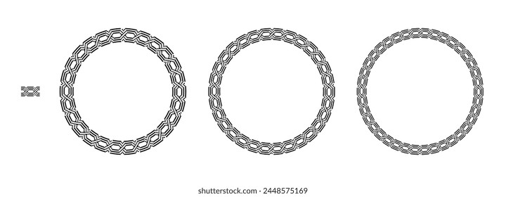 Greek circle frame, decorative border, vintage ornaments with seamless pattern vector illustration