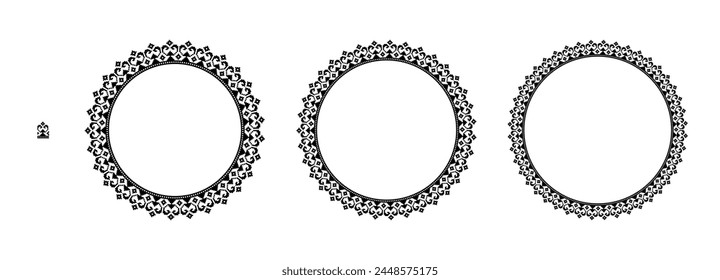 Greek circle frame, decorative border, vintage ornaments with seamless pattern vector illustration