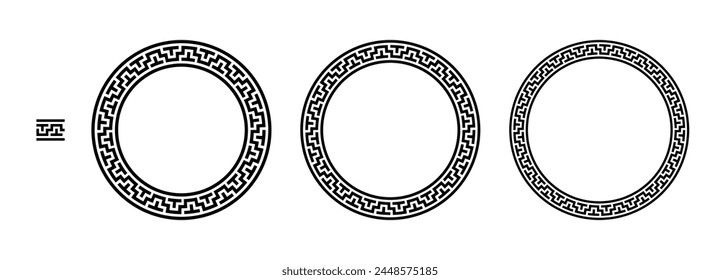 Griechischer Kreisrahmen, dekorativer Rand, Vintage-Ornamente mit nahtloser Muster-Vektorillustration