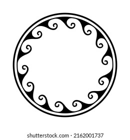 Greek circle pattern border. Vector round Greek frame ornament ancient circular design background