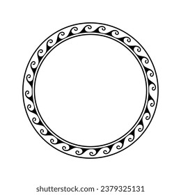 Greek circle pattern border. Vector round greek frame ornament ancient circular design background