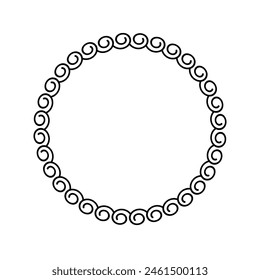Greek circle pattern border. Vector round greek frame ornament ancient circular design background