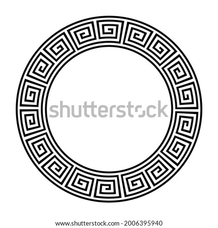 Greek circle pattern border. Vector round Greek frame ornament ancient circular design background Foto stock © 